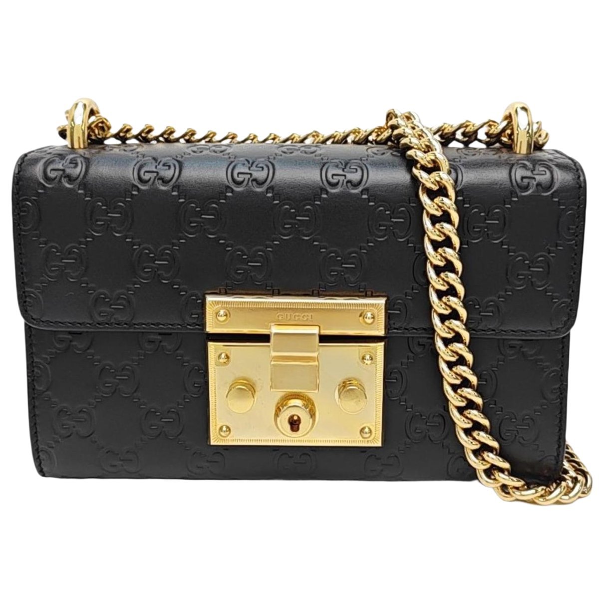 Padlock leather handbag
