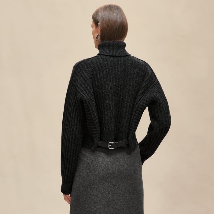 Gris Volcanique Long-sleeve Thick Sweater