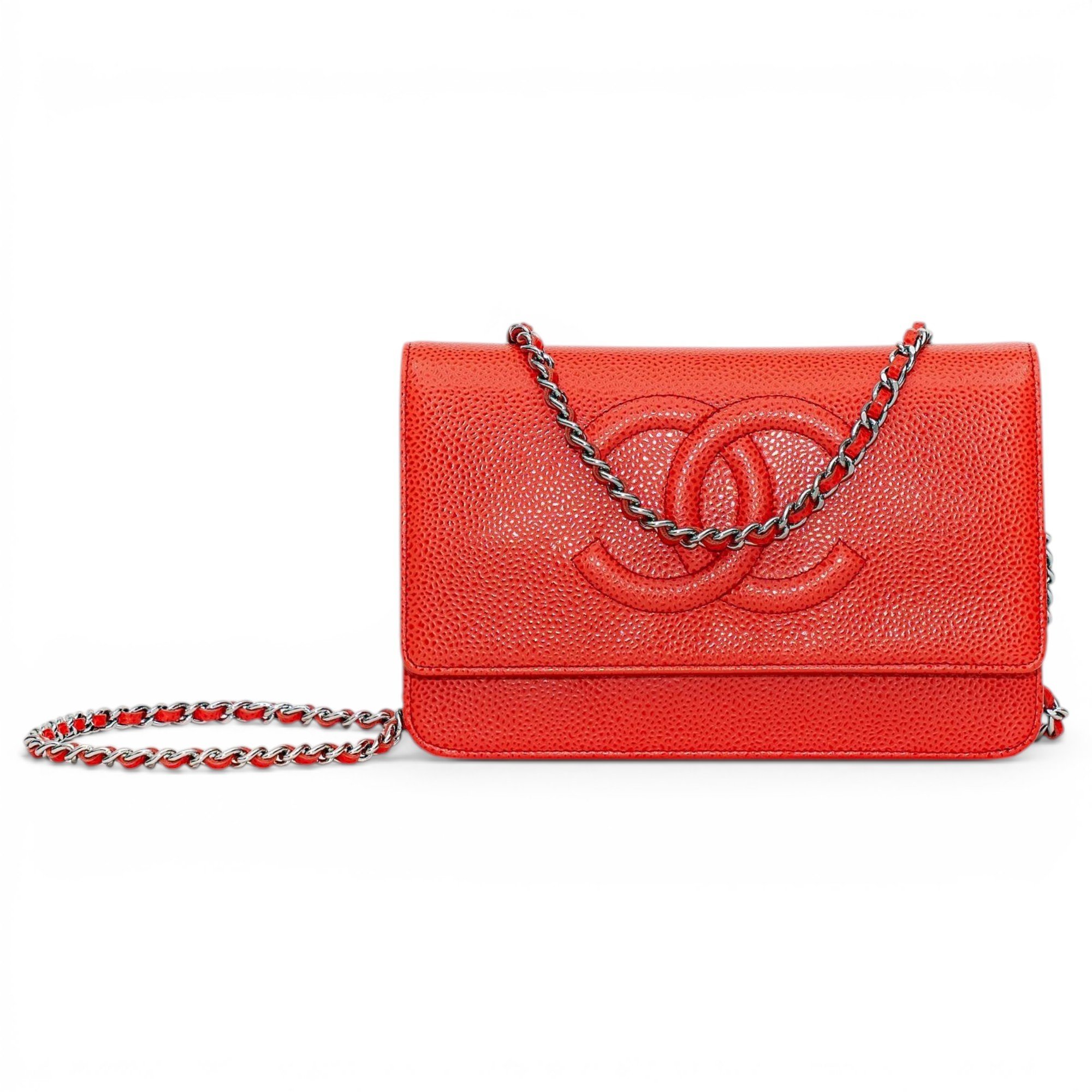 Wallet On Chain Double C leather crossbody bag
