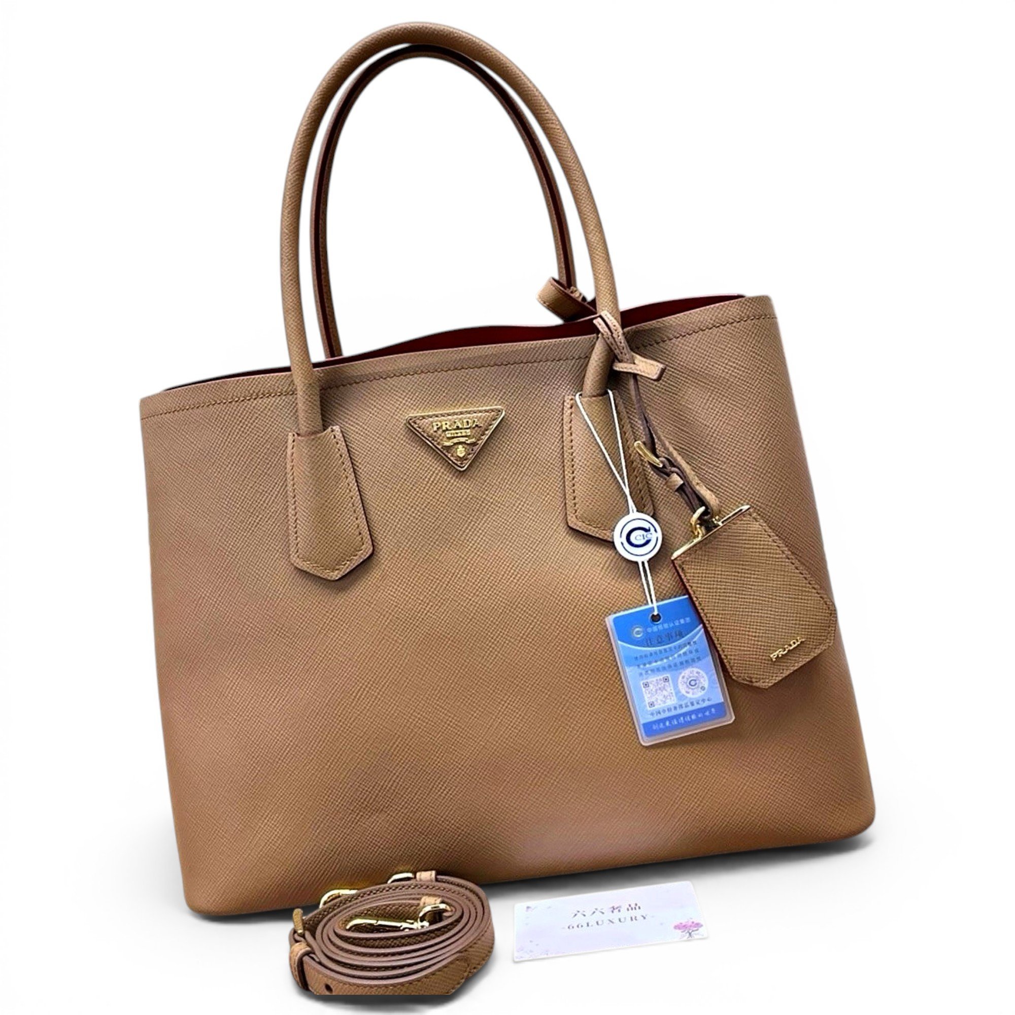 Double leather handbag