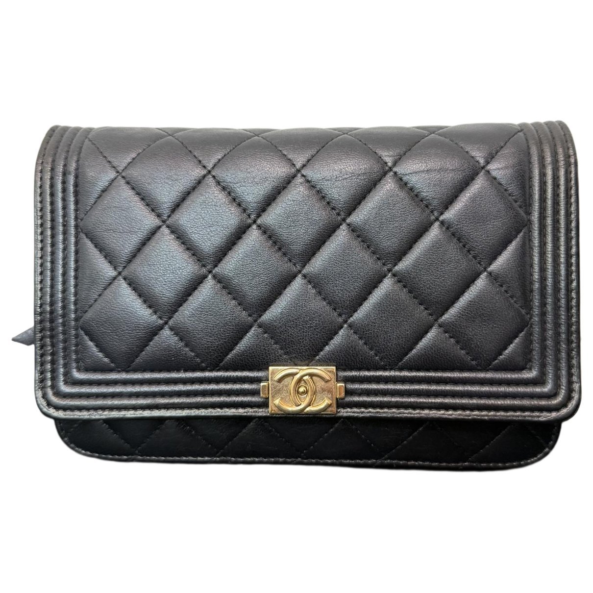Wallet On Chain Boy Half Flap leather crossbody bag