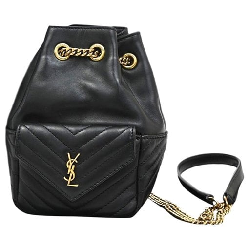 Monogram bucket leather handbag