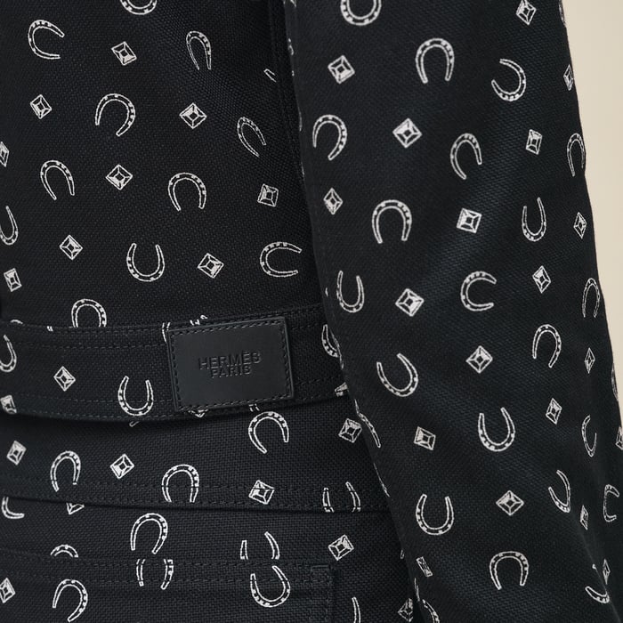Noir Veste Inspiration Denim Imprimé « porte-bonheur Bandana »