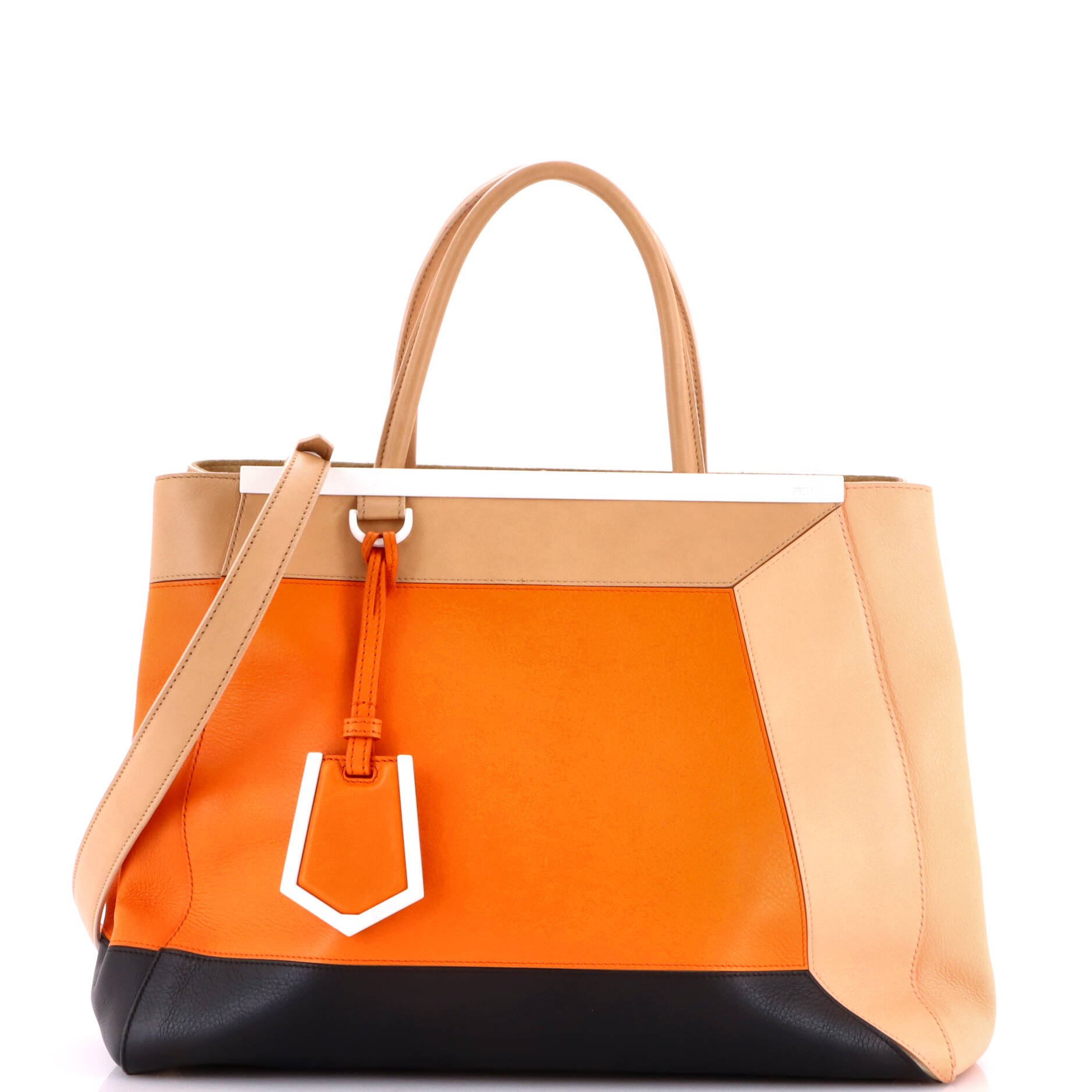Fendi Color Block 2Jours Bag Leather Medium