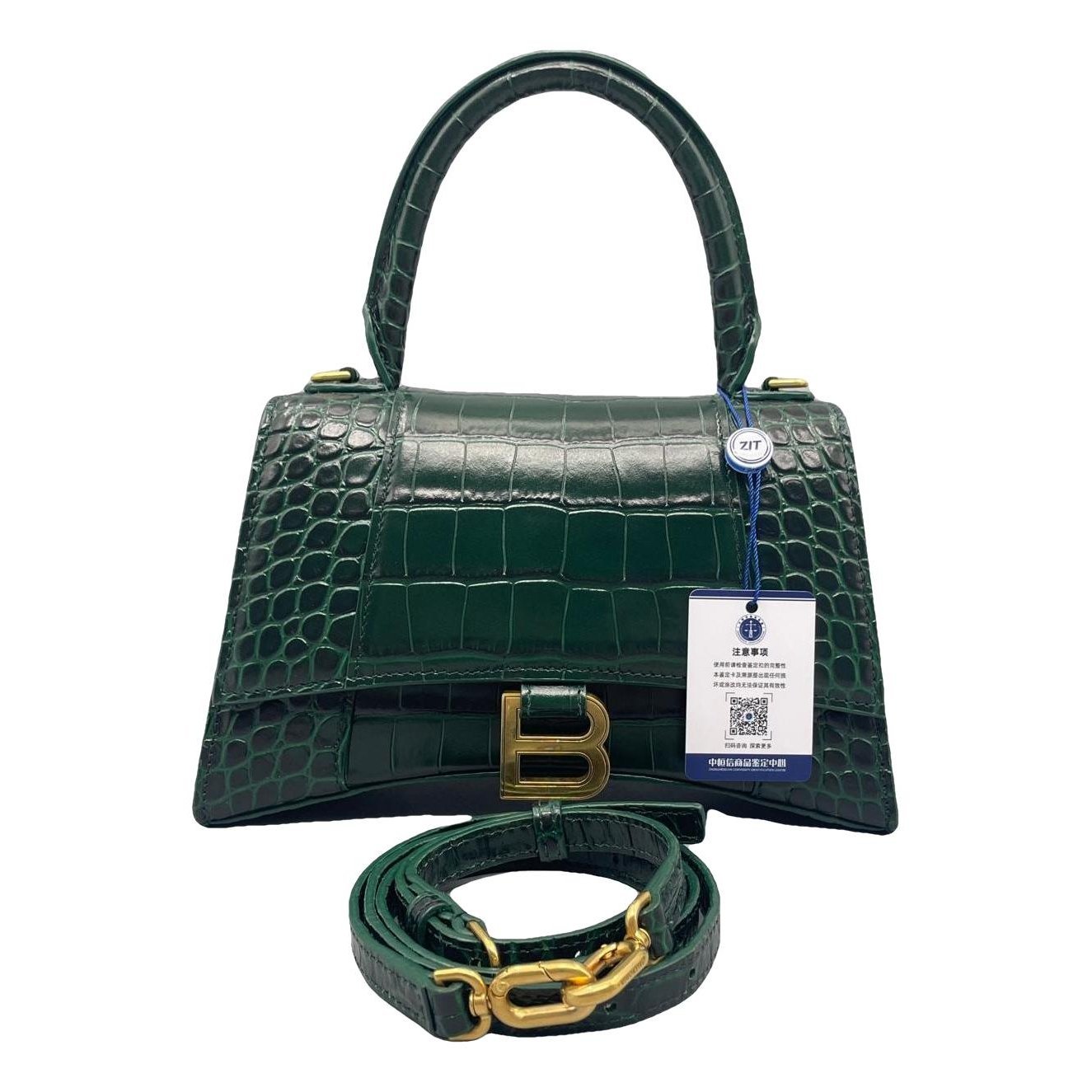 Hourglass leather handbag