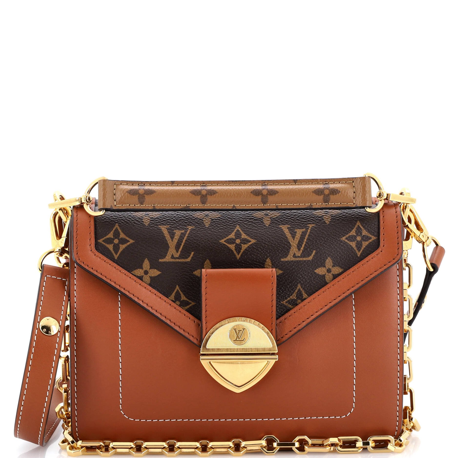 Biface Handbag Leather and Reverse Monogram Canvas