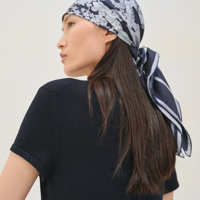 Bleu Noir Short-sleeve Long Cashmere Dress