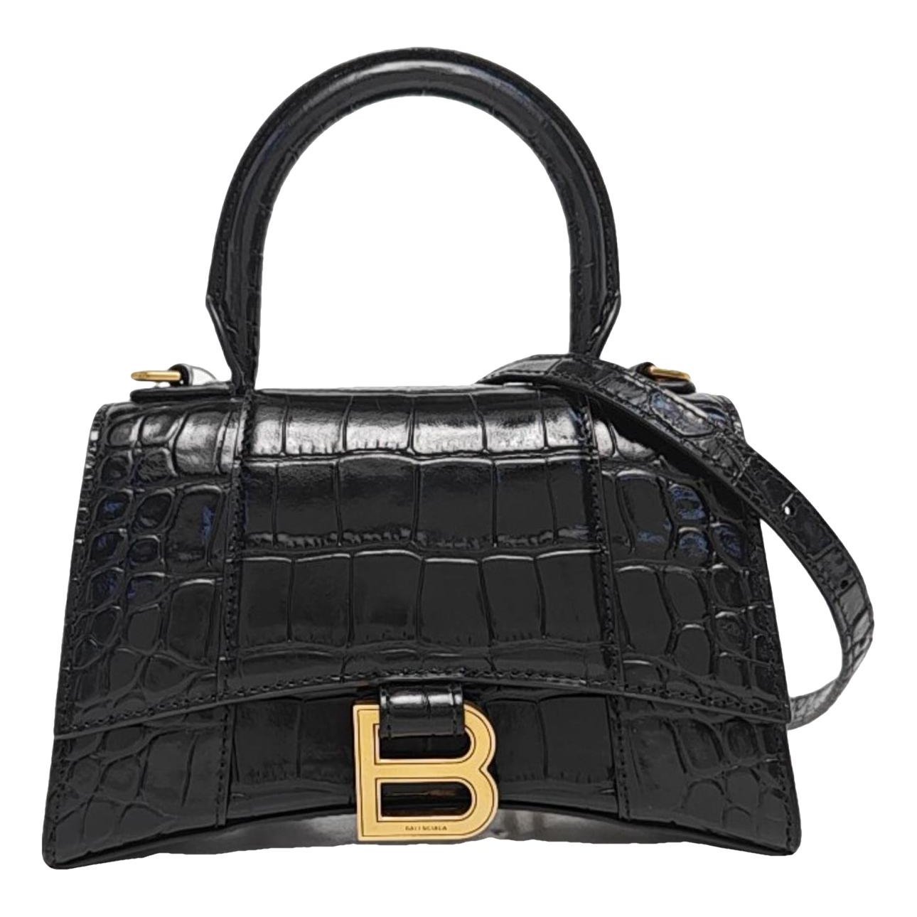 Hourglass leather handbag