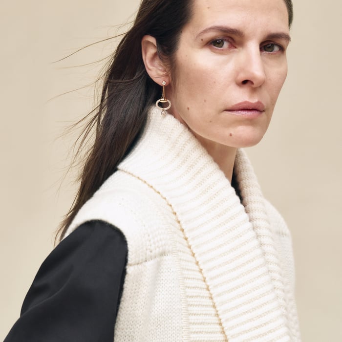 Blanc Naturel Belted Cashmere Sleeveless Cardigan