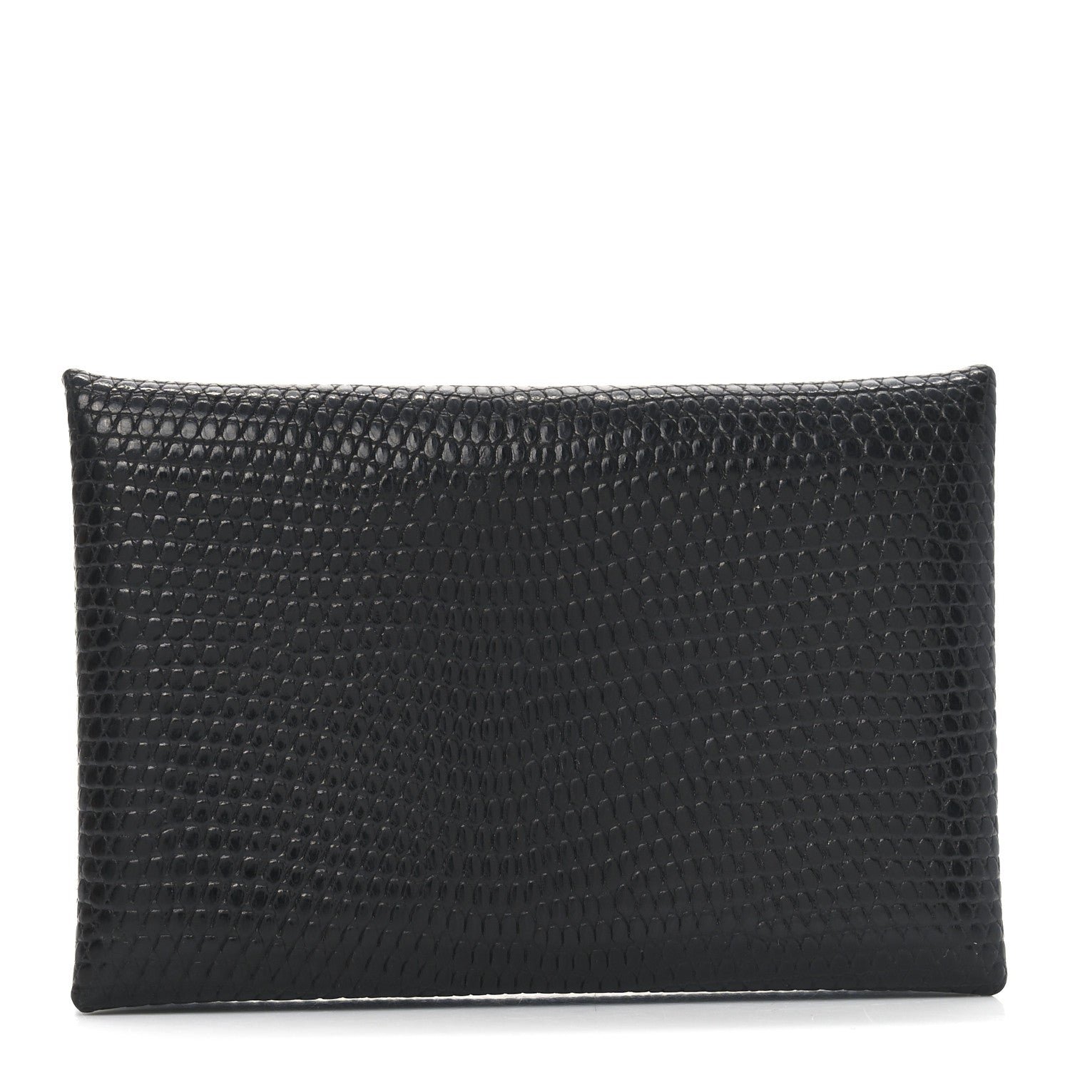 Hermes Lizard Calvi Card Case Black