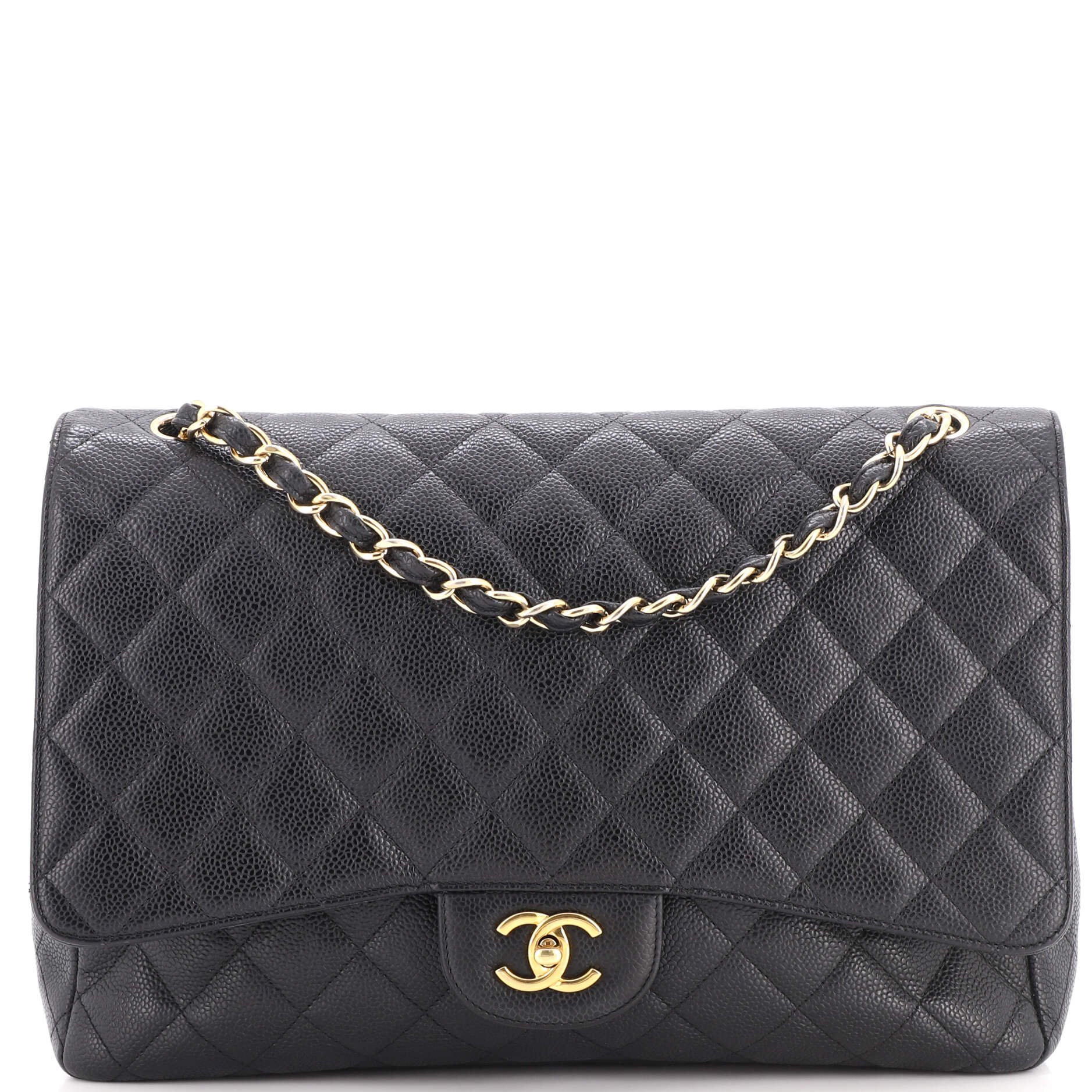 Classic Single Flap Bag Quilted Caviar Maxi