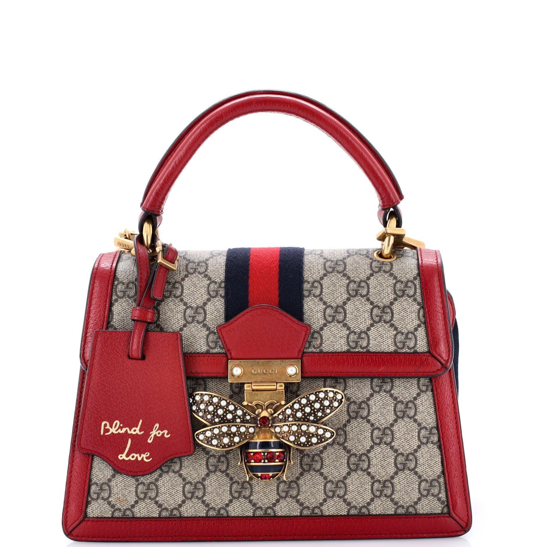 Queen Margaret Top Handle Bag GG Coated Canvas with Leather Small