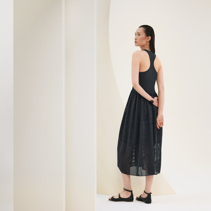 Bleu Noir "En Desordre a Fleurs" Draped Long Dress