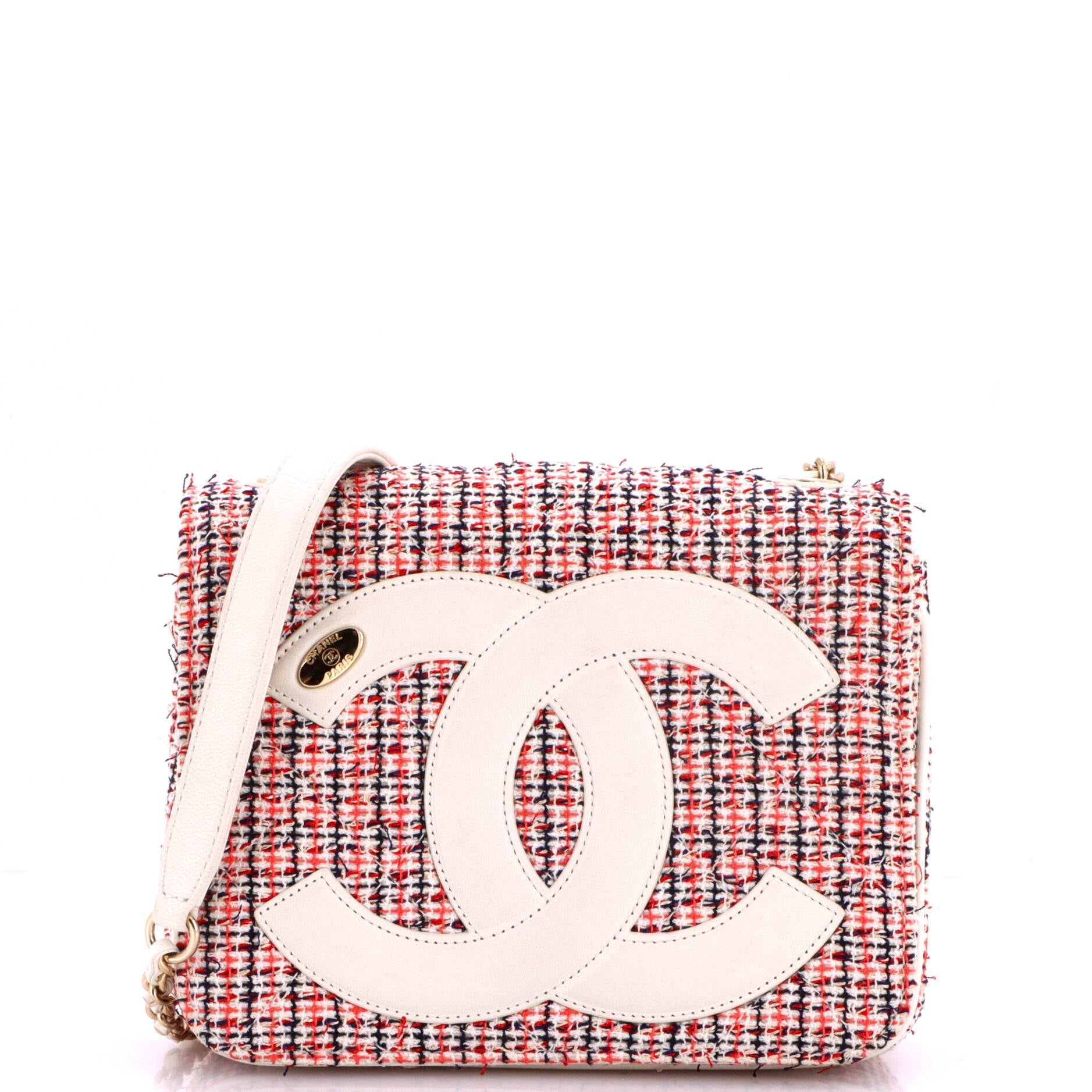 CC Mania Flap Bag Tweed with Lambskin Small
