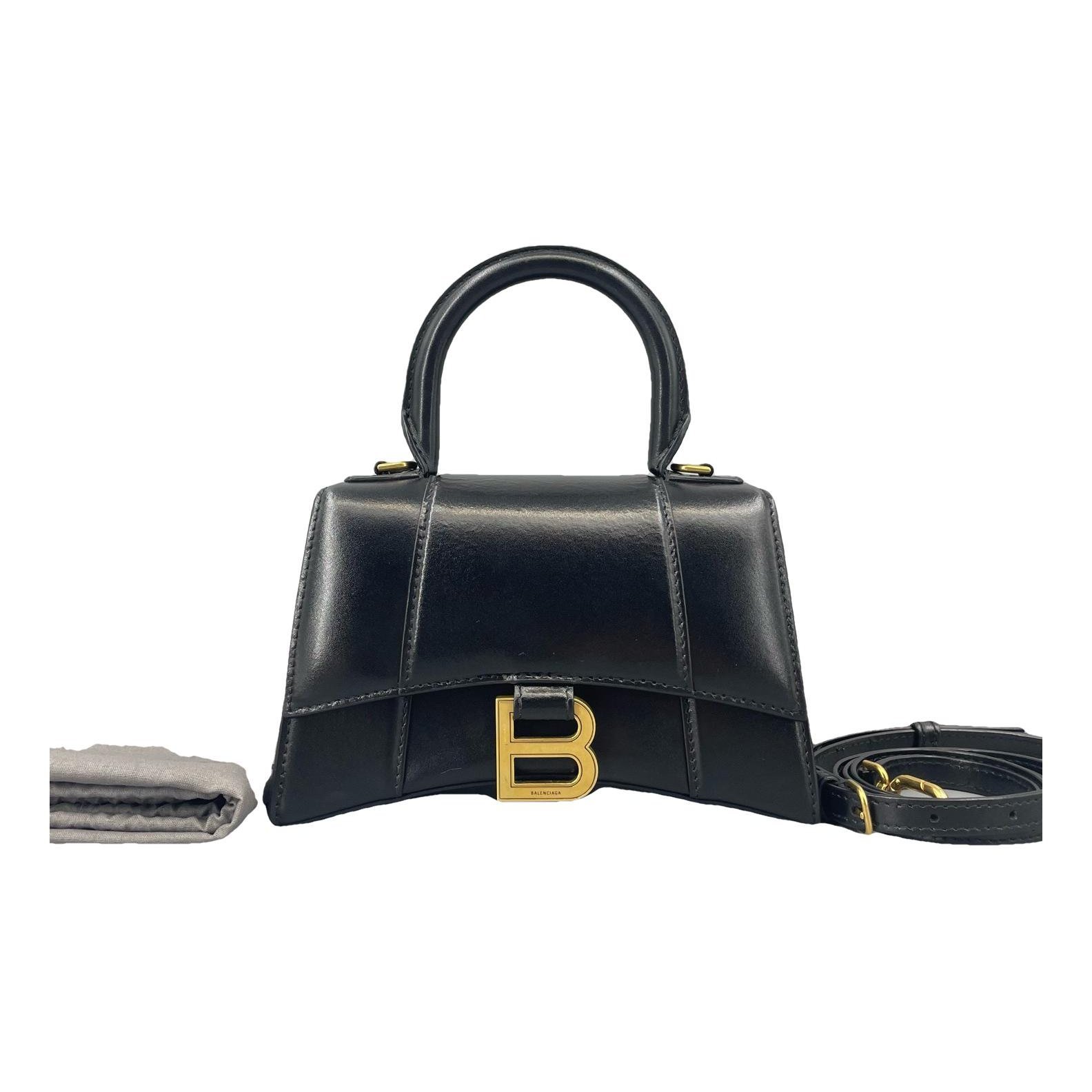 Hourglass leather handbag
