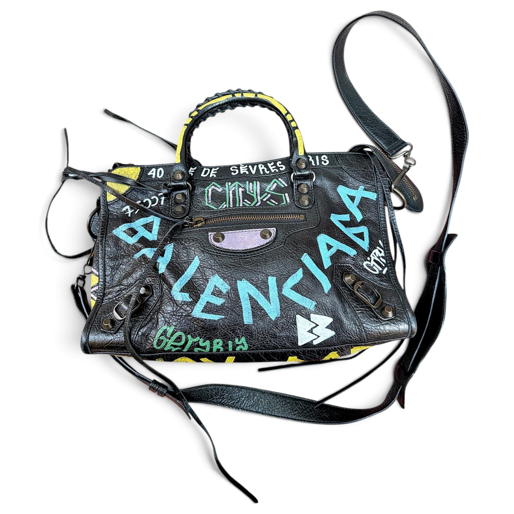 City leather handbag