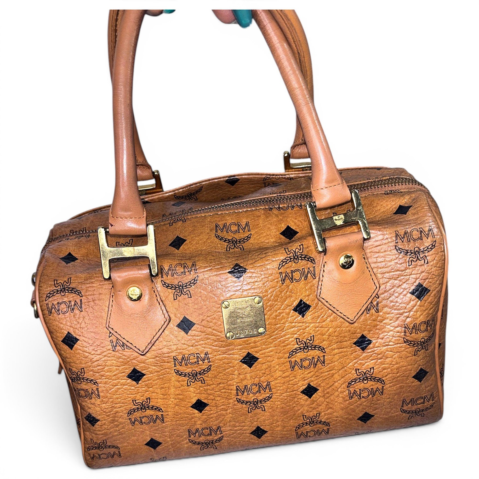 Boston leather bowling bag