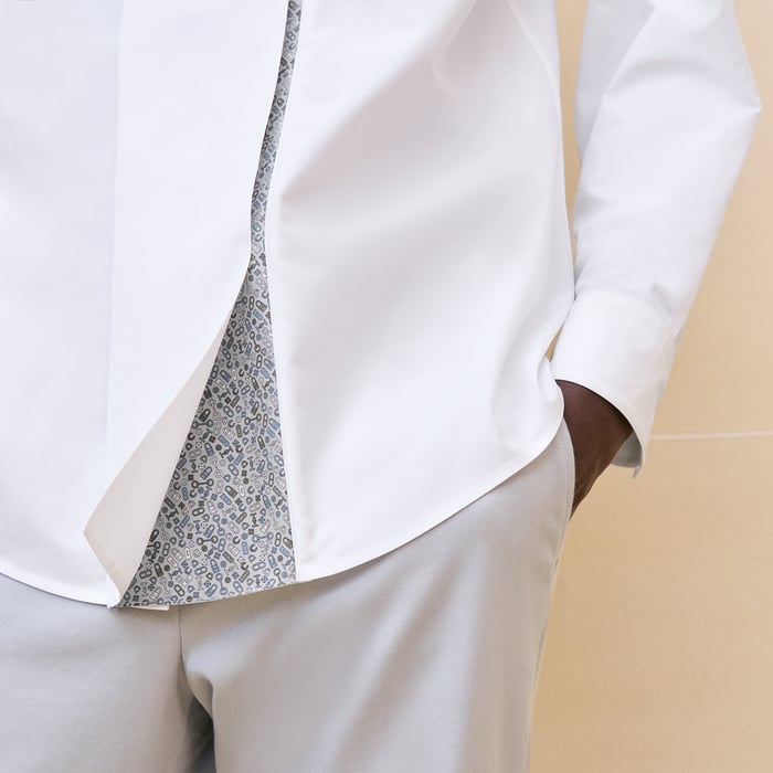 Blanc "Contraste Imprime" Sporty Fit Shirt