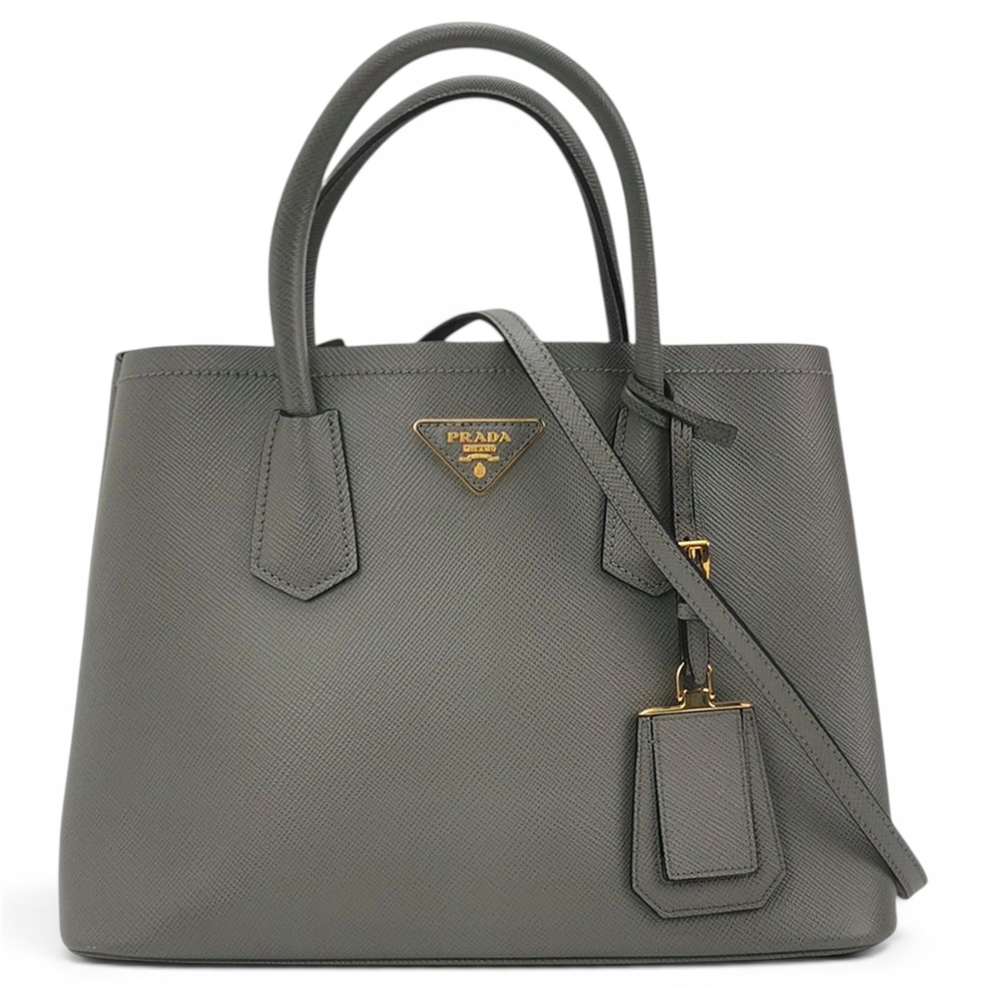 Double leather handbag