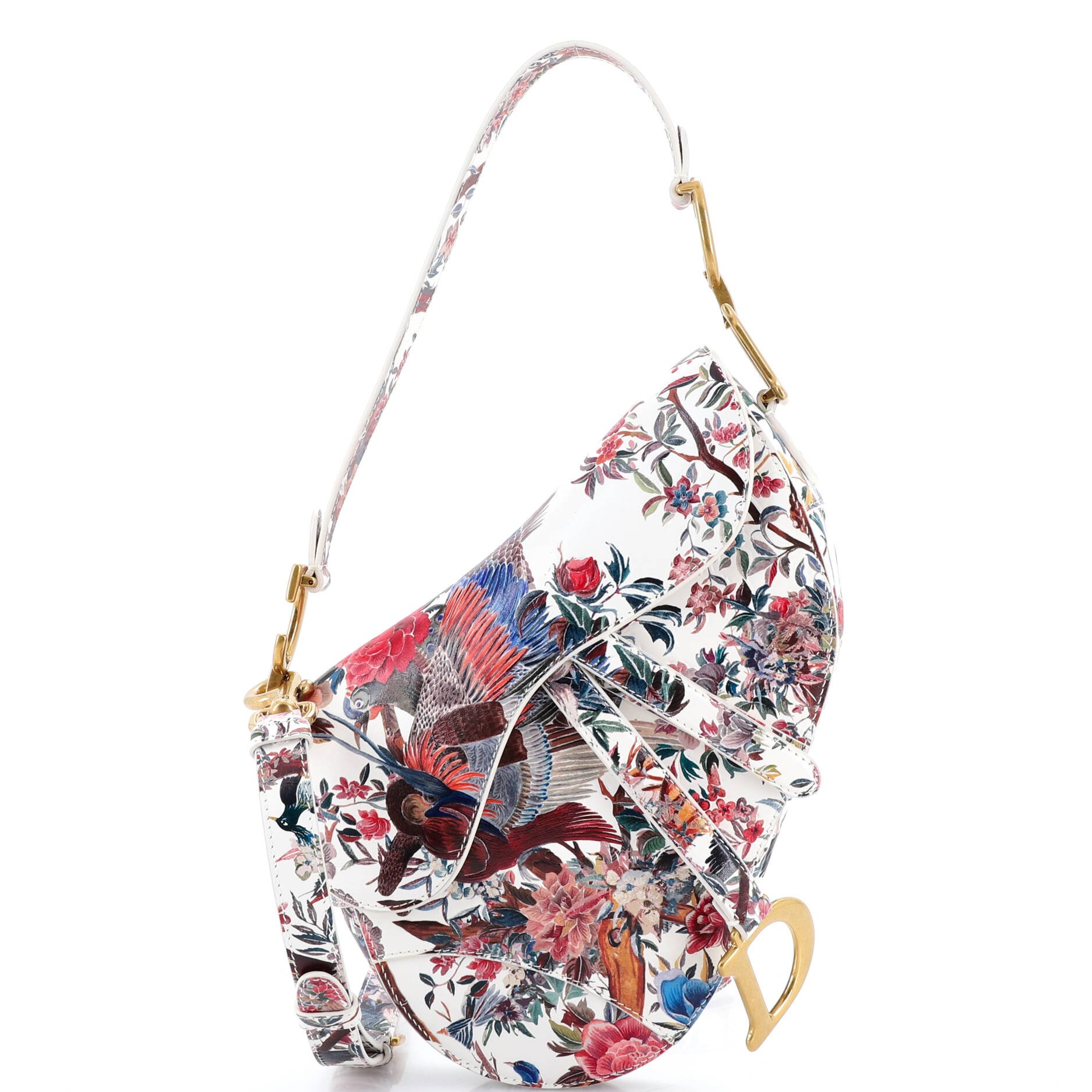 Dior Saddle Handbag with Strap Hand Painted Leather Medium