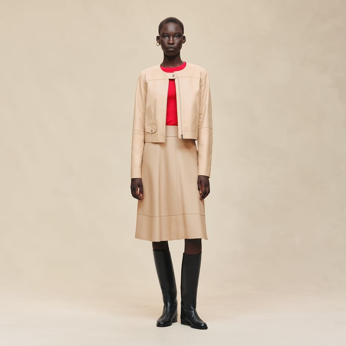 Beige Cajou Biker Jacket