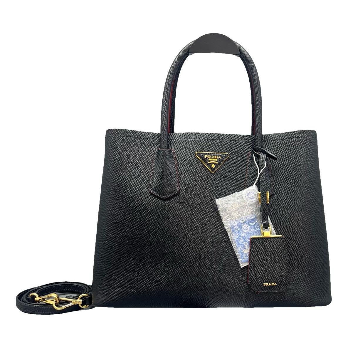 Double leather handbag