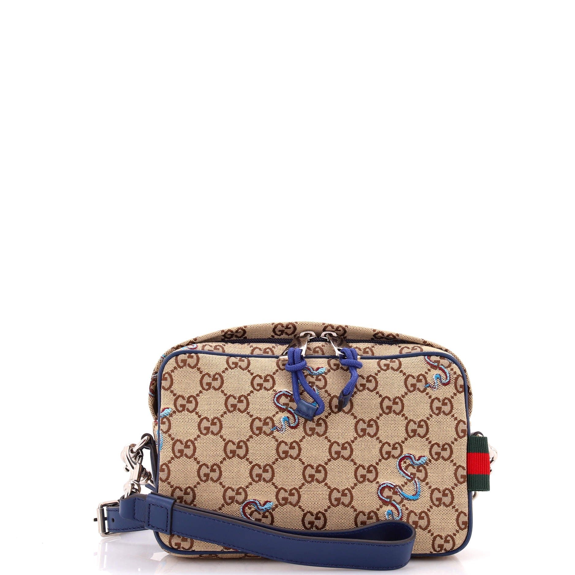 Zip Crossbody Bag Snake Embroidered GG Canvas Small