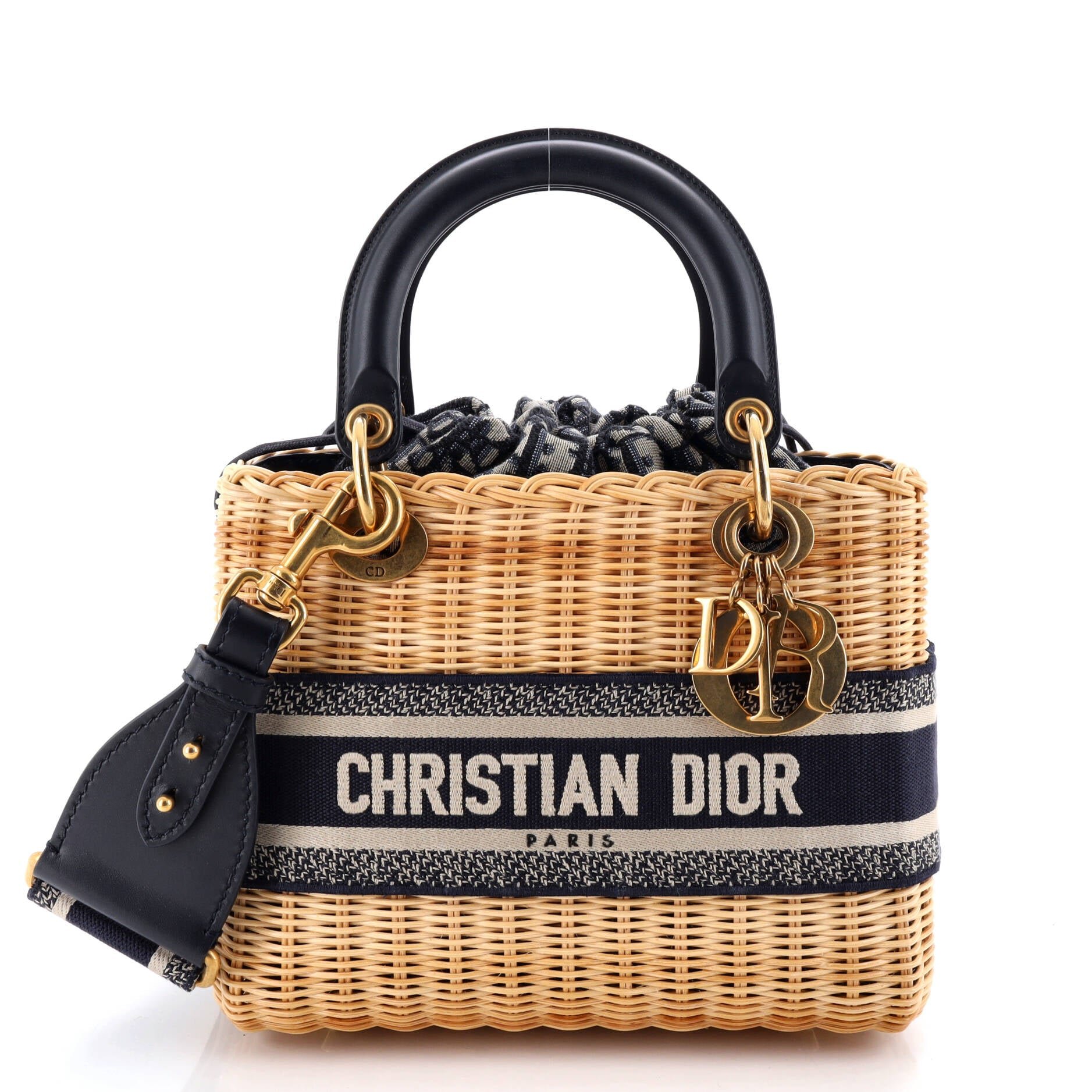 Dior Lady Dior Bag Wicker and Oblique Canvas Medium