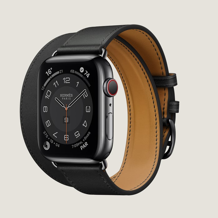 Noir Band Apple Watch Hermès Double Tour 45 MM