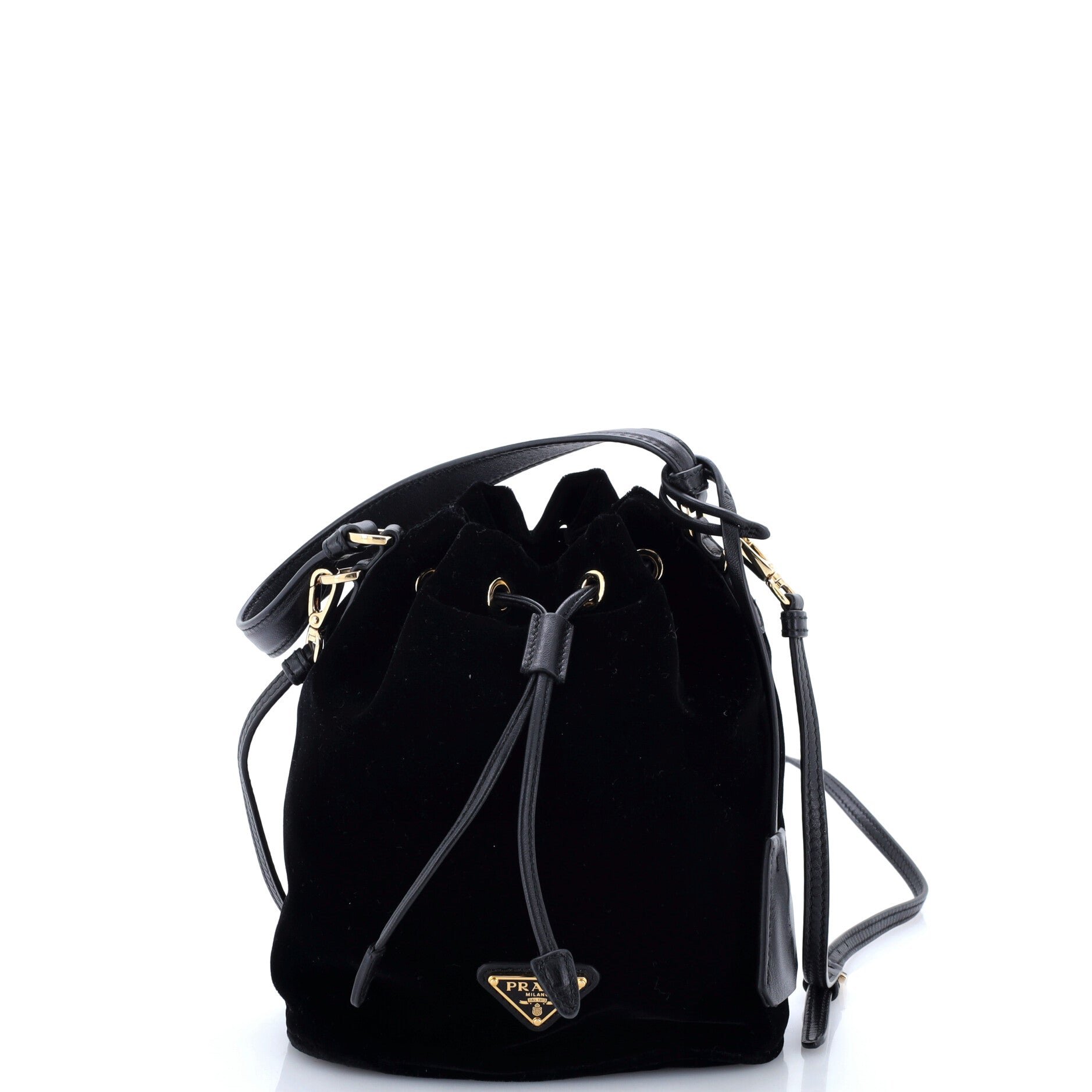 Top Handle Bucket Bag Velvet Mini