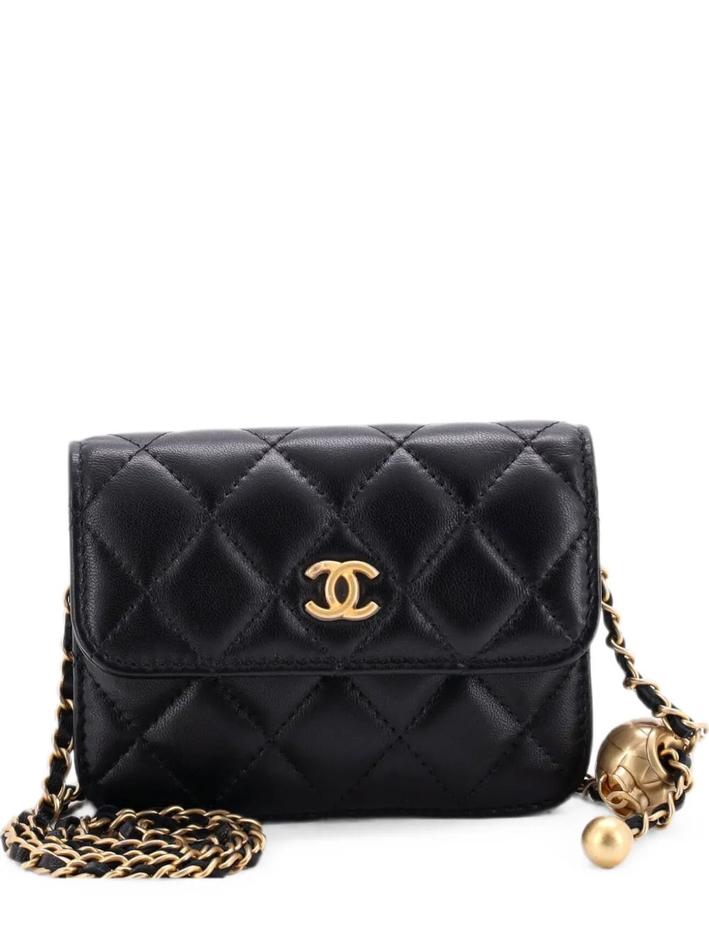 Pearl Crush Flap Clutch with Chain Quilted Lambskin Mini crossbody bag