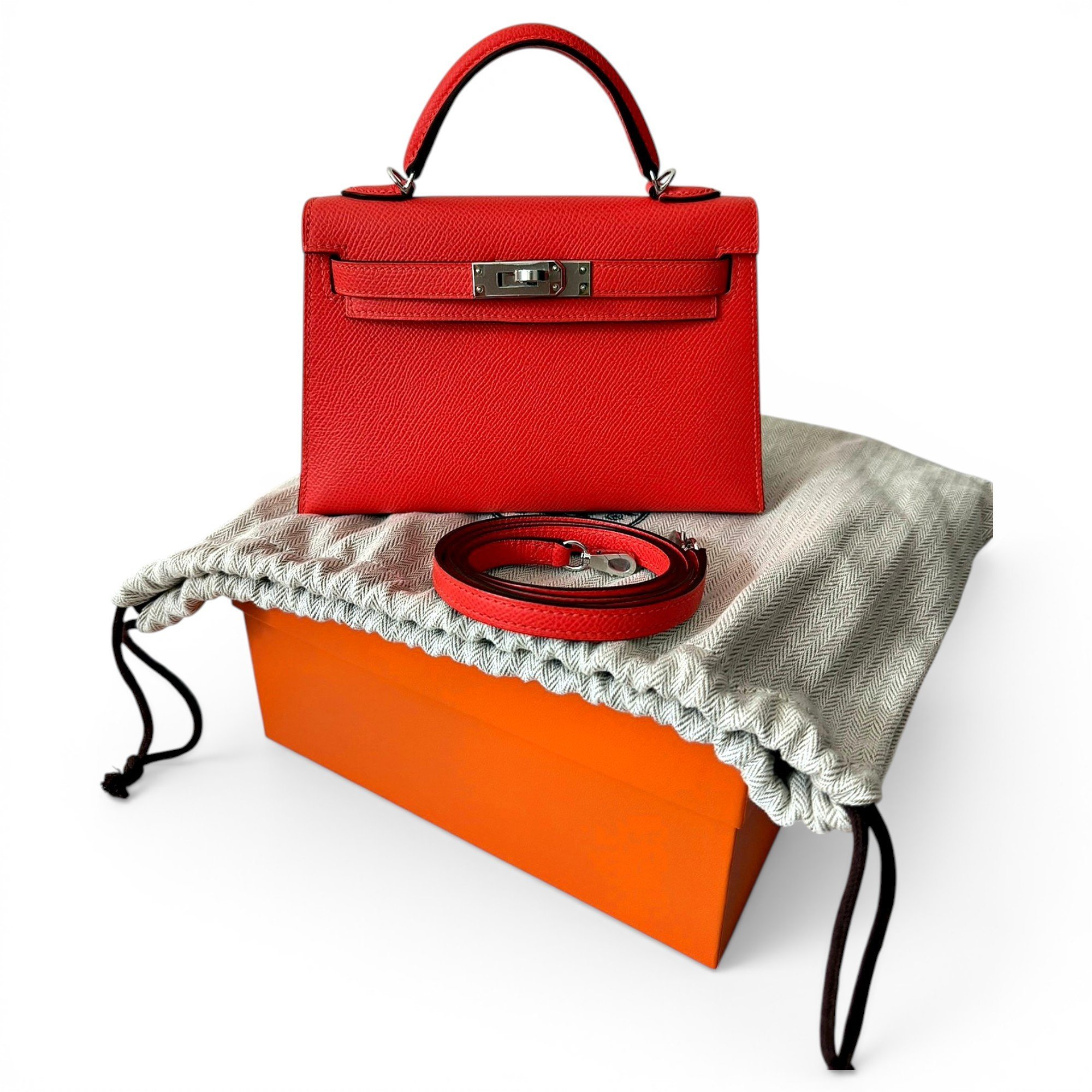 Hermes Kelly 20 Handbag Orange Field Epsom Leather 2024