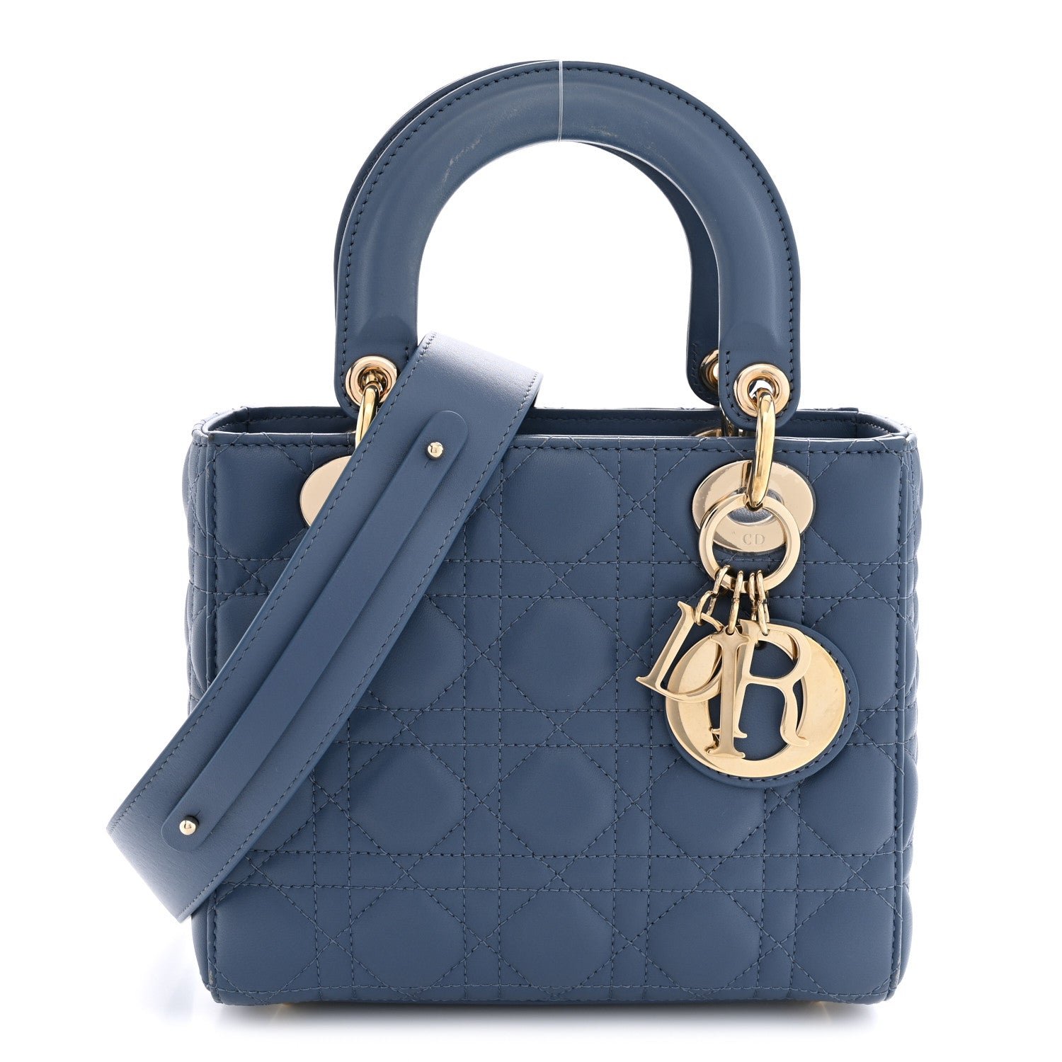 Christian Dior Lambskin Cannage Small My ABCDior Lady Dior Denim Blue