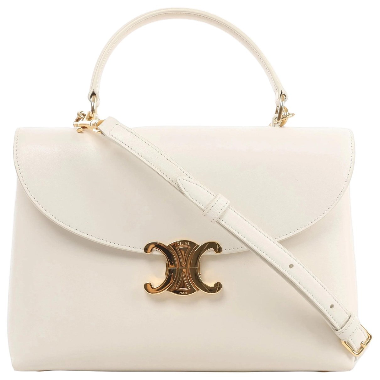 Clasp leather handbag