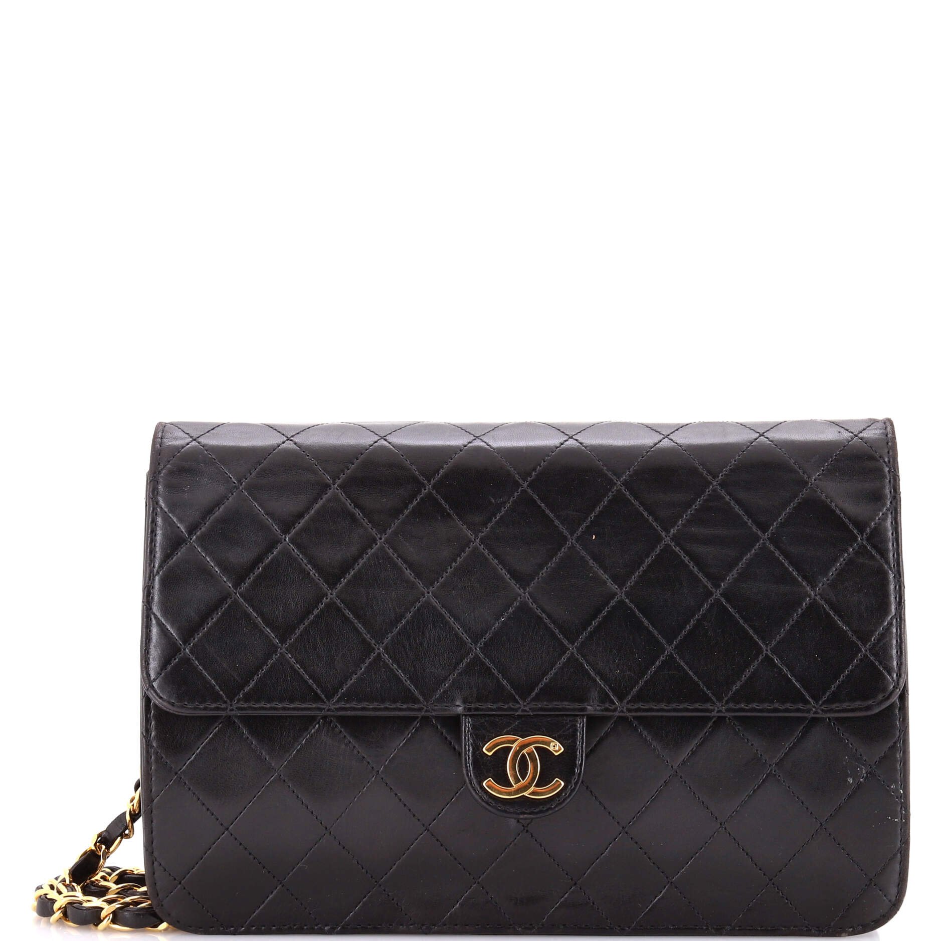 Vintage Clutch with Chain Quilted Leather Medium