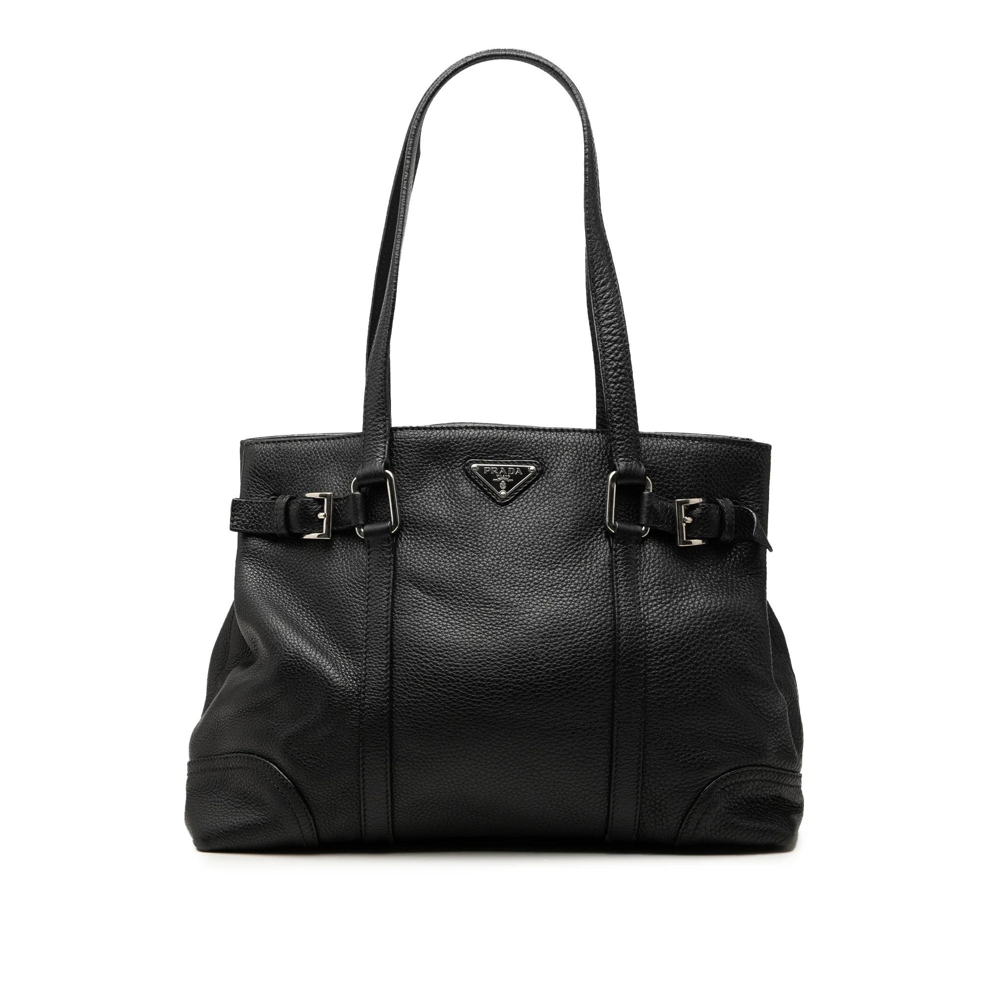 Buckle leather tote