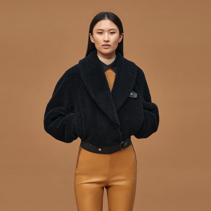 Bleu Noir Short Leather Coat