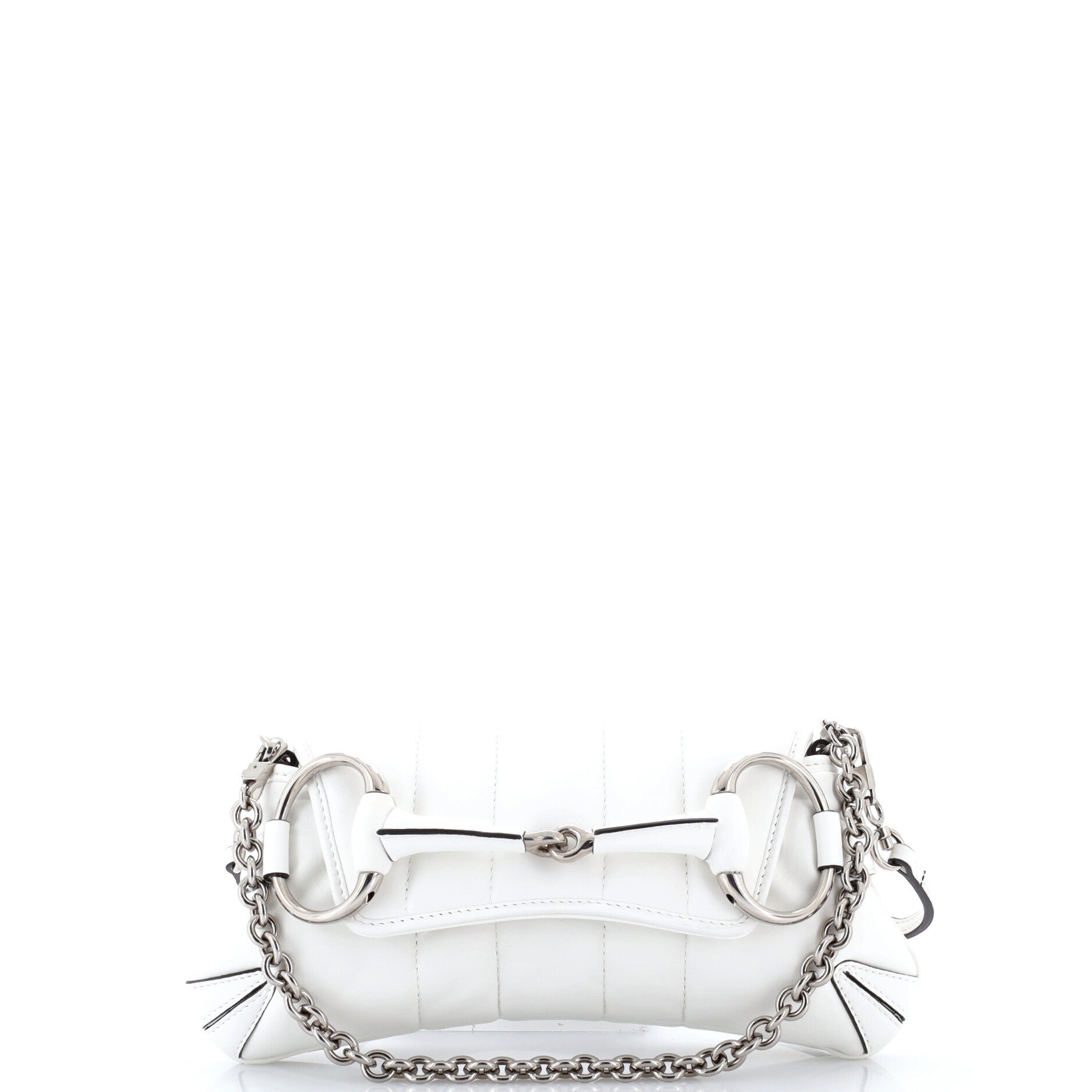 Horsebit Chain Shoulder Bag Vertical Quilted Leather Small