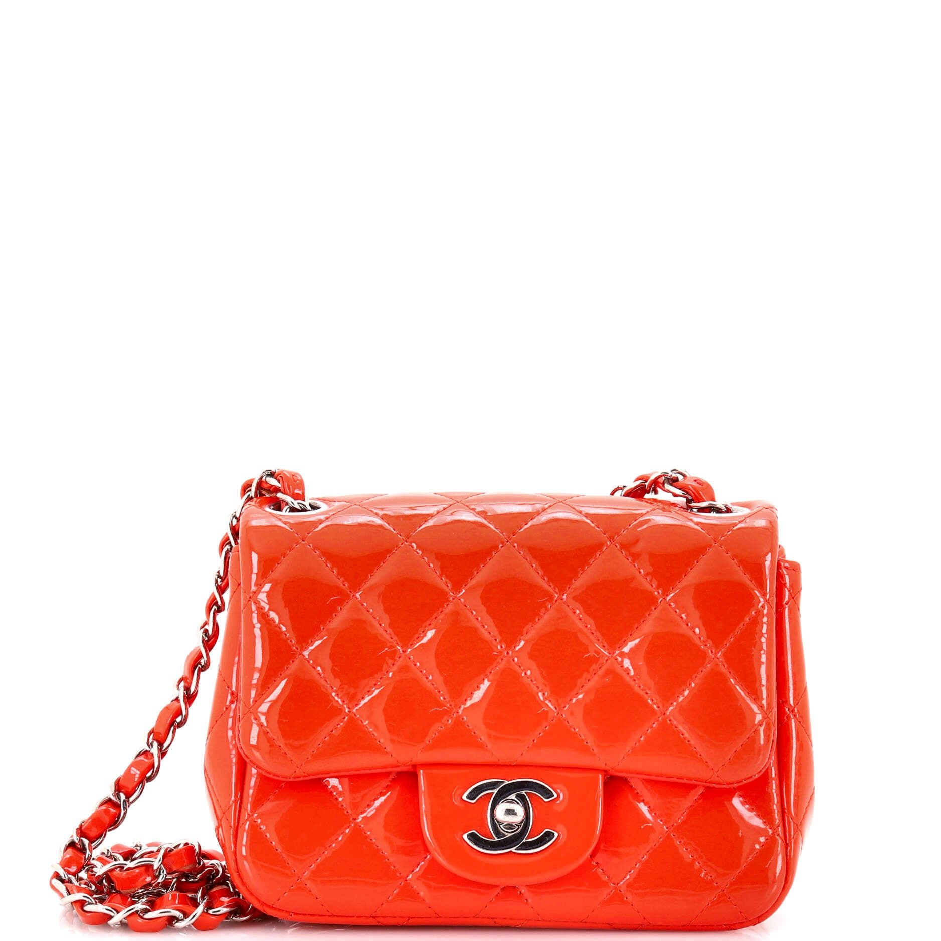 Chanel Square Classic Single Flap Bag Quilted Patent Mini