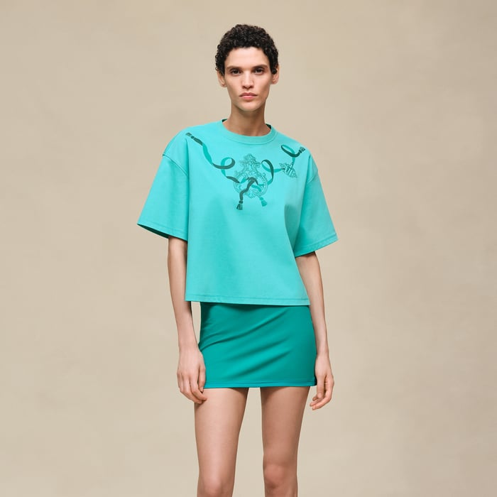 Vert Menthe Printed Boxy T-shirt