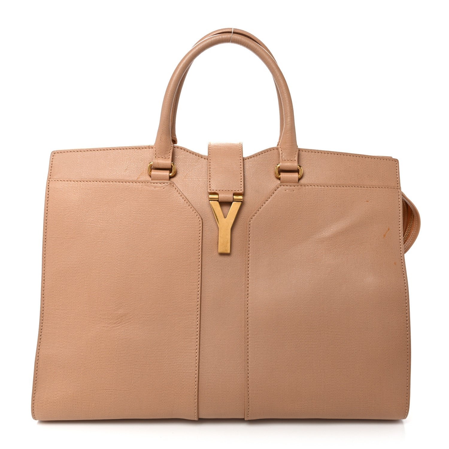 Saint Laurent Textured Calfskin Large Cabas ChYc Beige