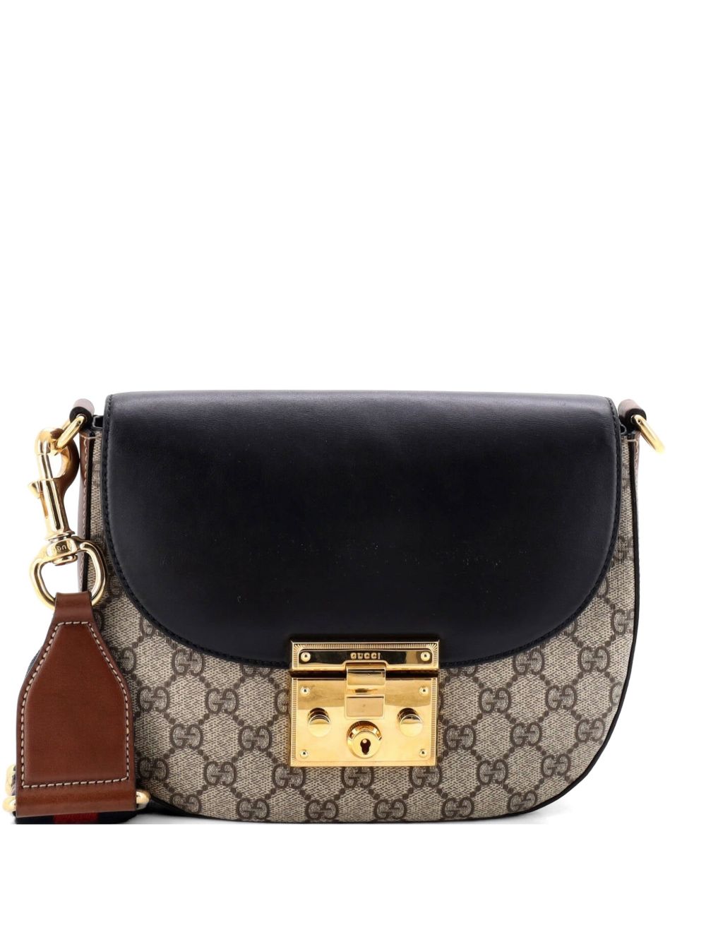 Padlock Saddle Shoulder Bag GG Coated Canvas and Leather Medium crossbody bag