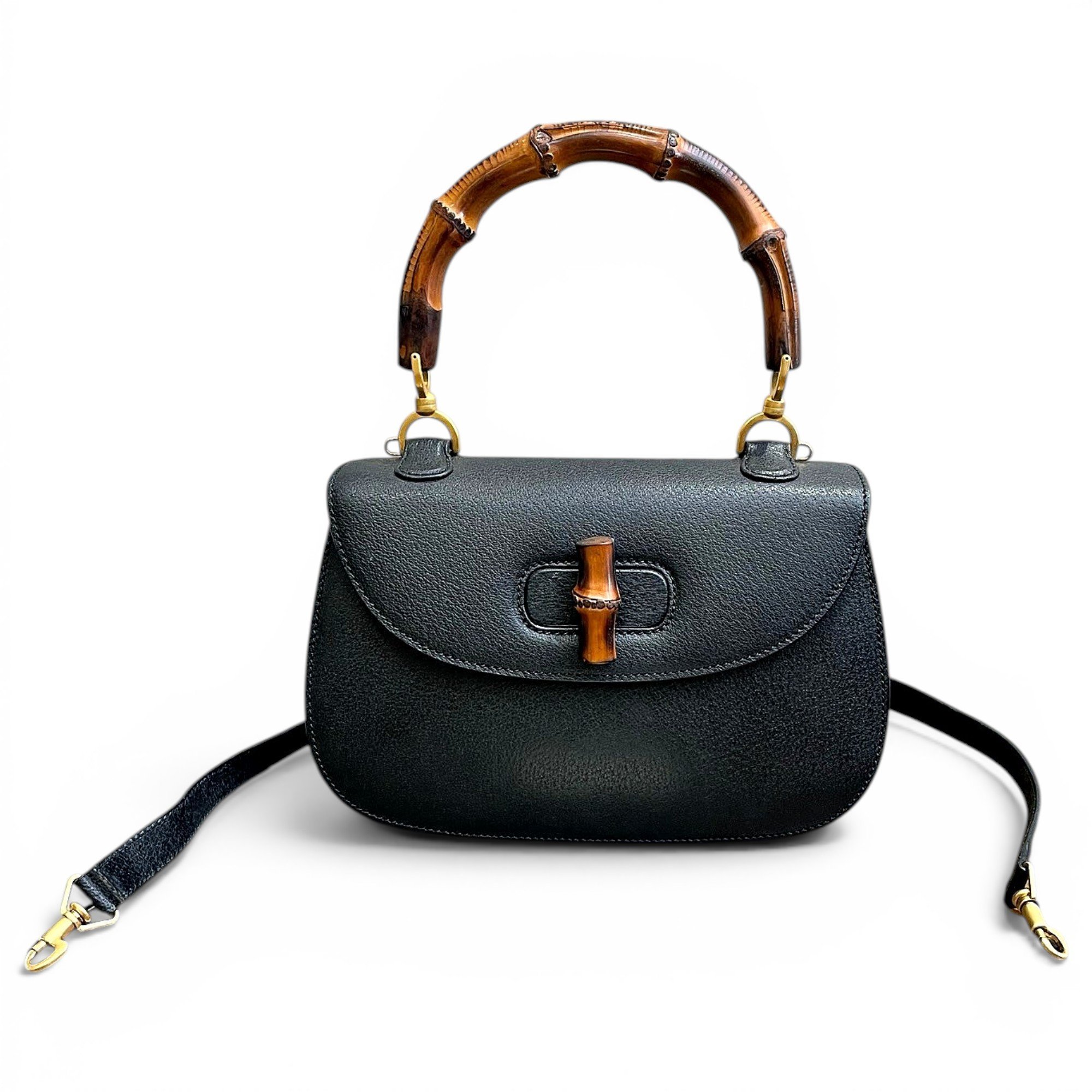 Convertible Bamboo Top Handle leather handbag