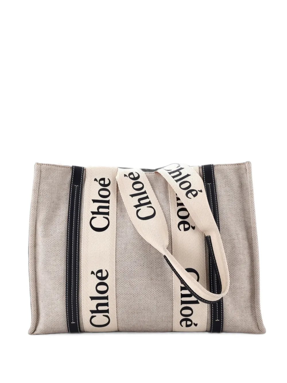 Chloe Woody Canvas with Leather Medium tote bag