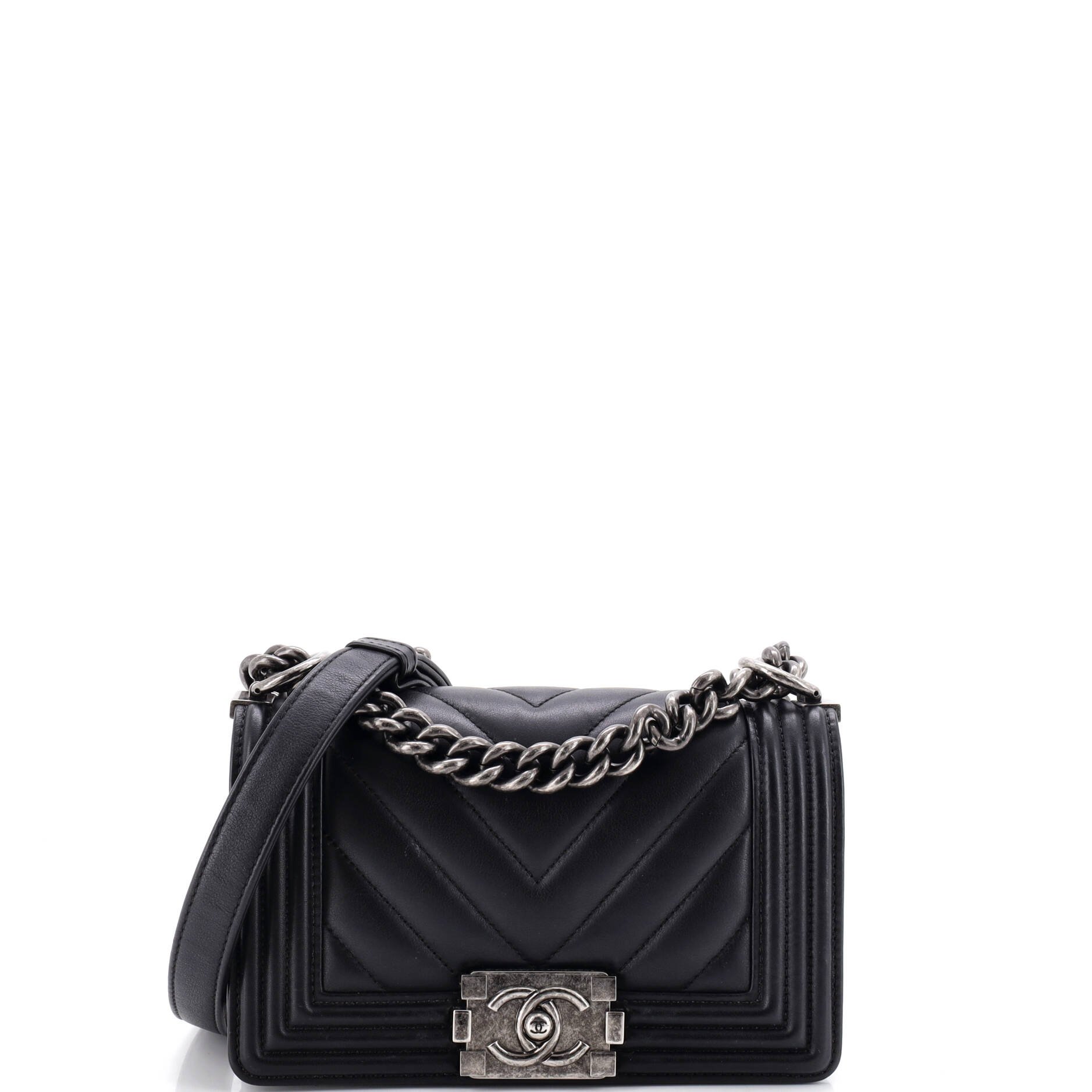 Boy Flap Bag Chevron Calfskin Small