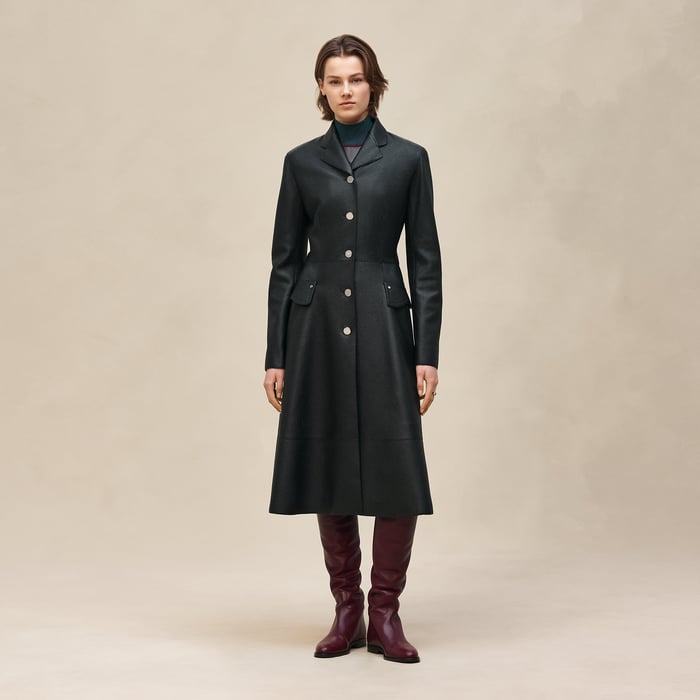 Noir Equestrian Leather Coat