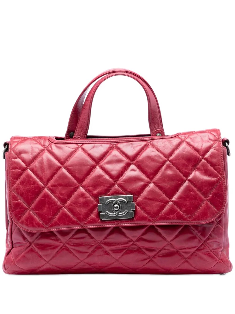 2012 Quilted Glazed Calfskin Convertible Boy Top Handle Bag satchel