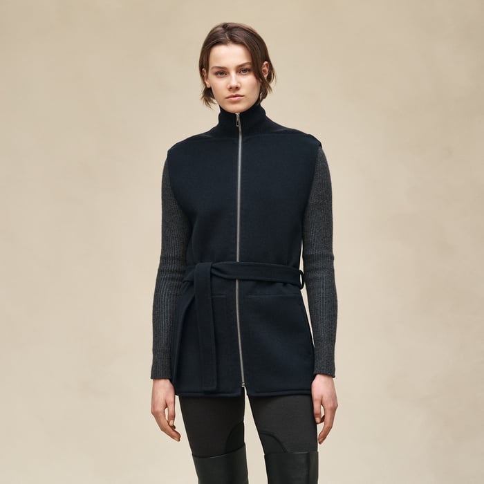 Bleu Noir Cashmere Straight Vest