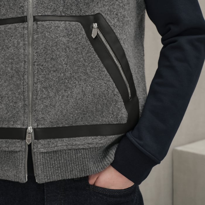 Gris Vest With Leather Details