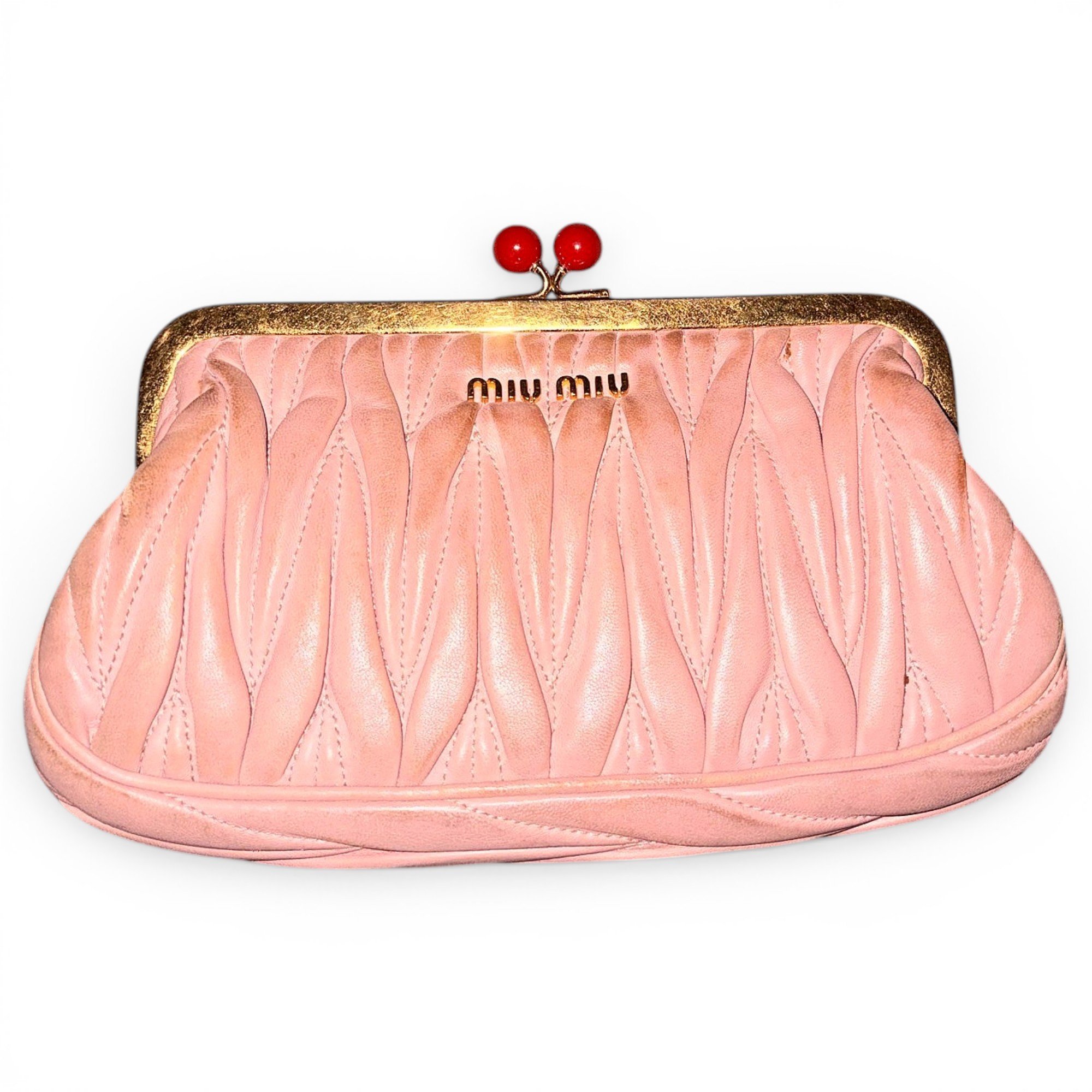 Matelassé leather clutch bag